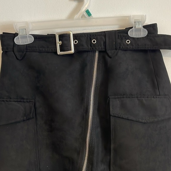 NWT Edgy Cargo Mini Skirt 4 Black Zipper Contemporary Minimalist grunge Divided - Picture 7 of 15